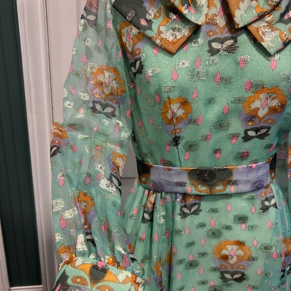 Vintage Clifton Wilhite Floral Green Maxi Dress - Picture 10 of 11